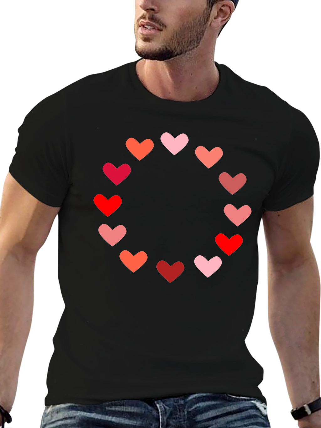Heart Circle Graphic Tee - Black Casual Shirt