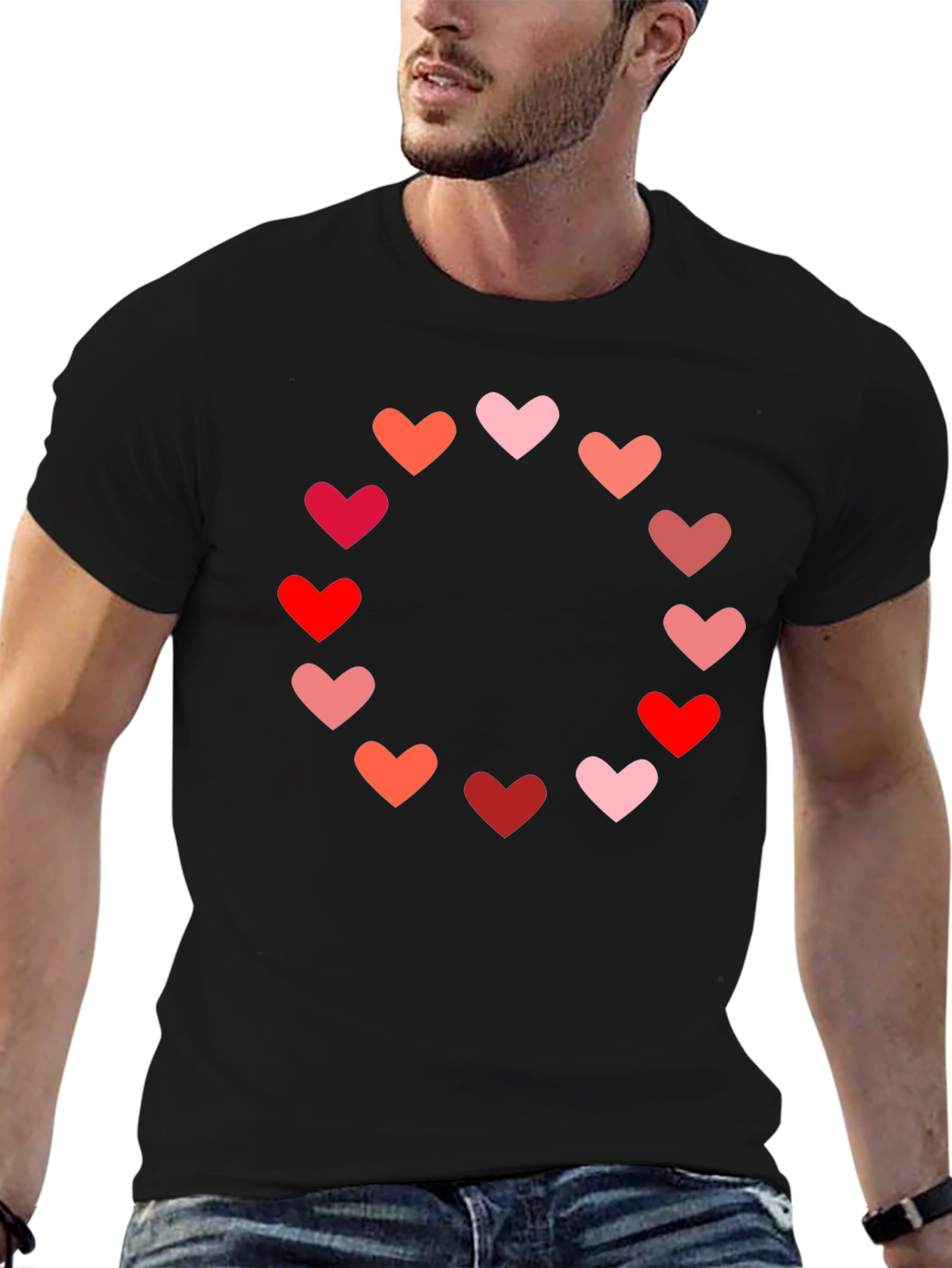 Heart Circle Graphic Tee - Black Casual Shirt
