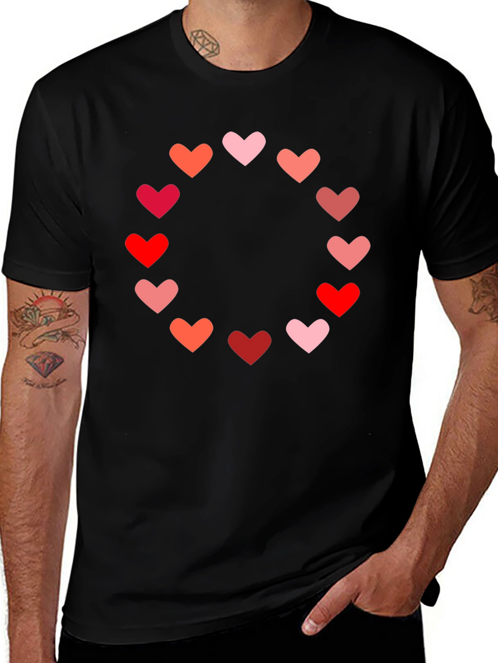 Heart Circle Graphic Tee - Black Casual Shirt