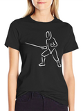 Fencing Silhouette Graphic T-Shirt - Black
