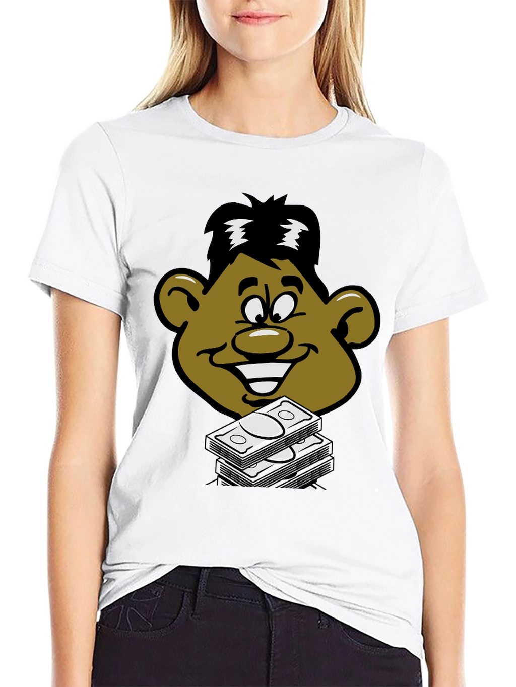Cartoon Money Face Black T-Shirt