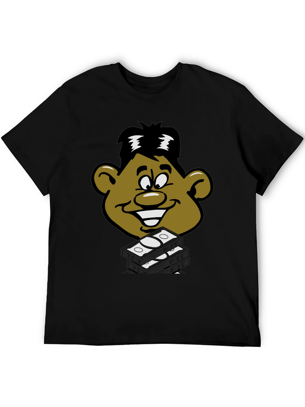 Cartoon Money Face Black T-Shirt