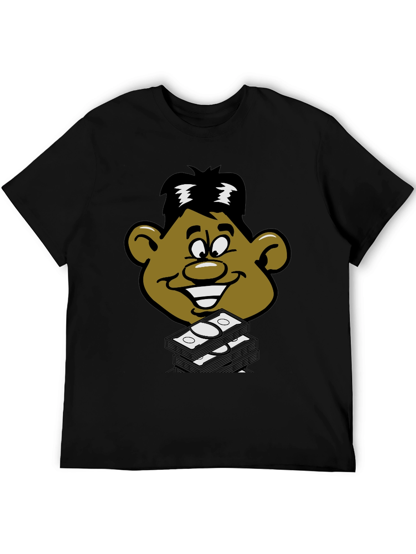 Cartoon Money Face Black T-Shirt