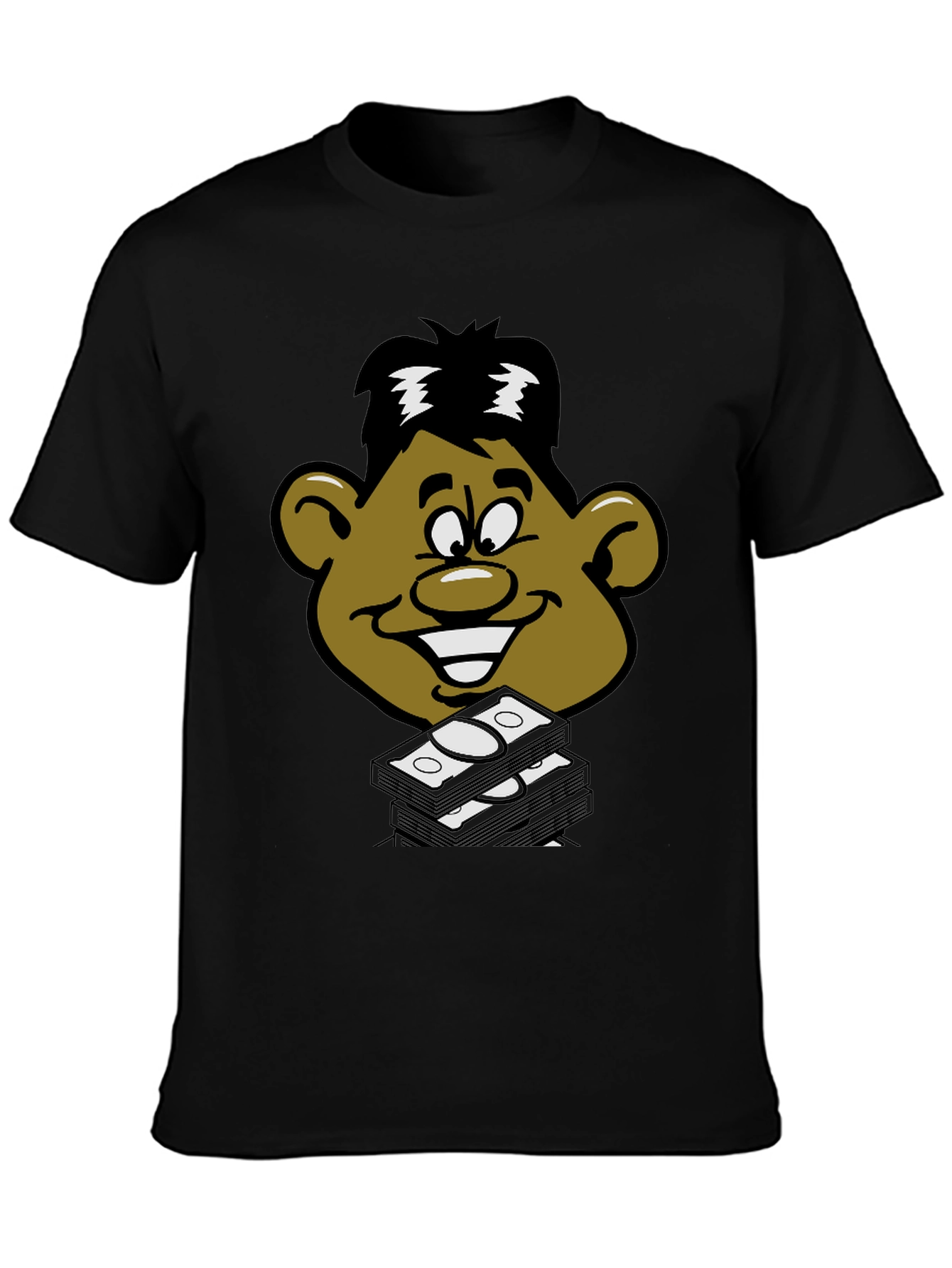Cartoon Money Face Black T-Shirt