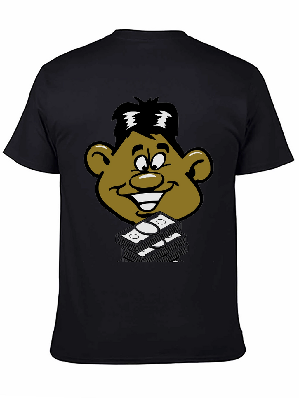 Cartoon Money Face Black T-Shirt