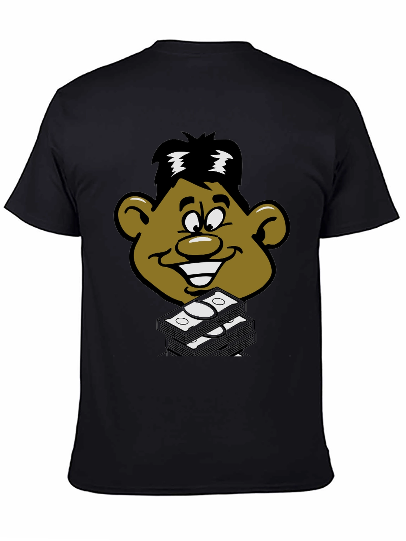 Cartoon Money Face Black T-Shirt