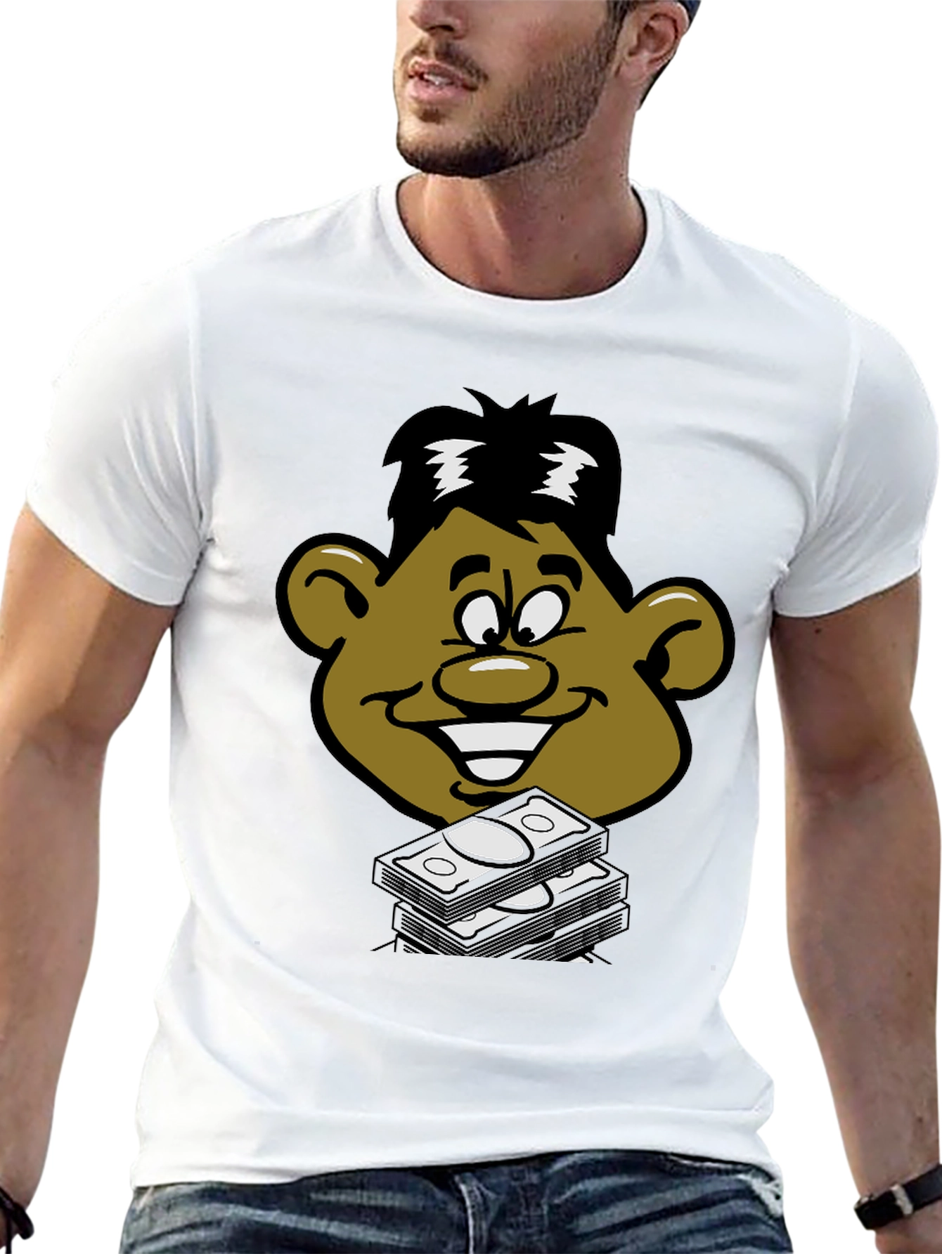 Cartoon Money Face Black T-Shirt