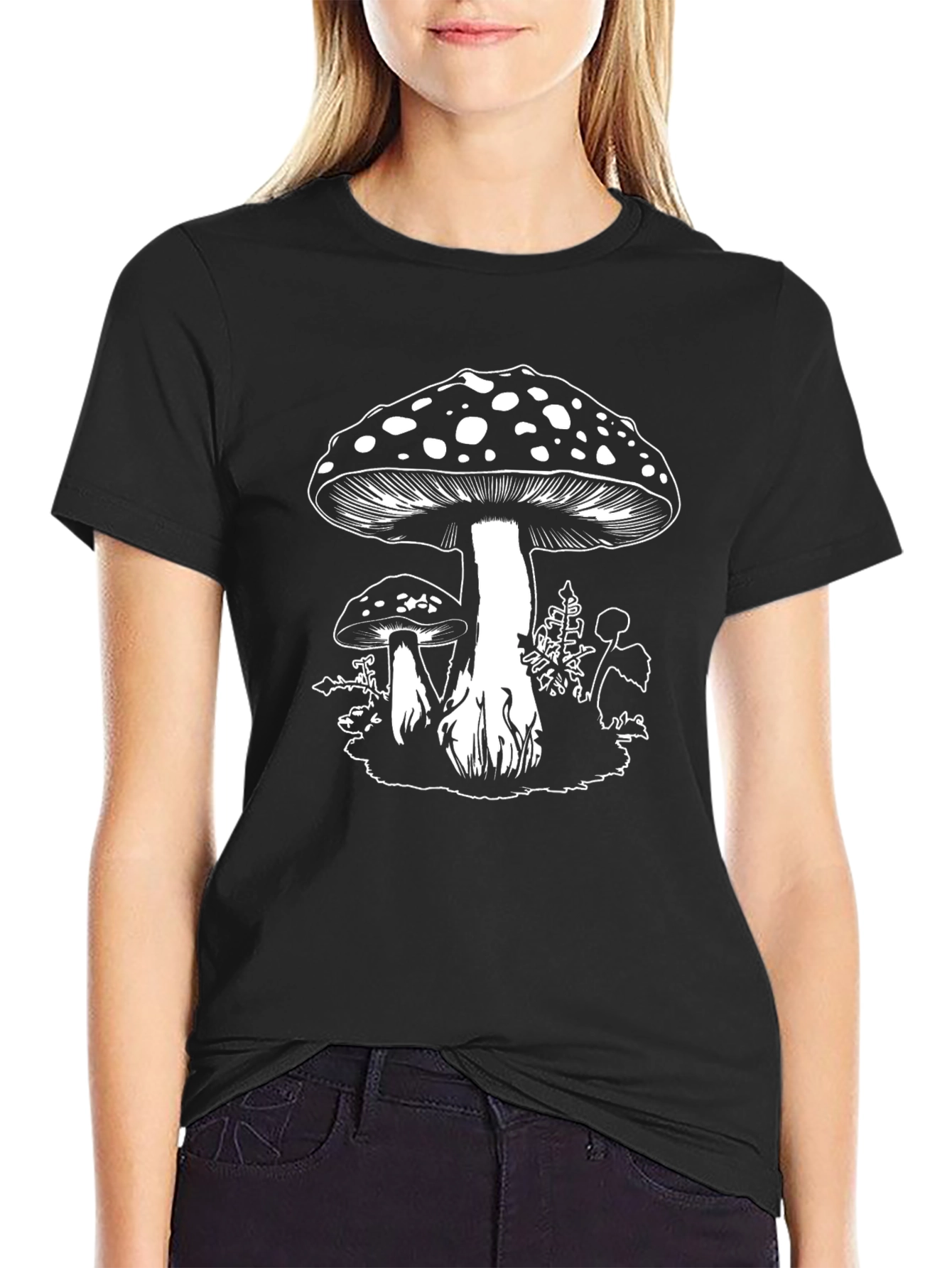 Mushroom Graphic Black T-Shirt