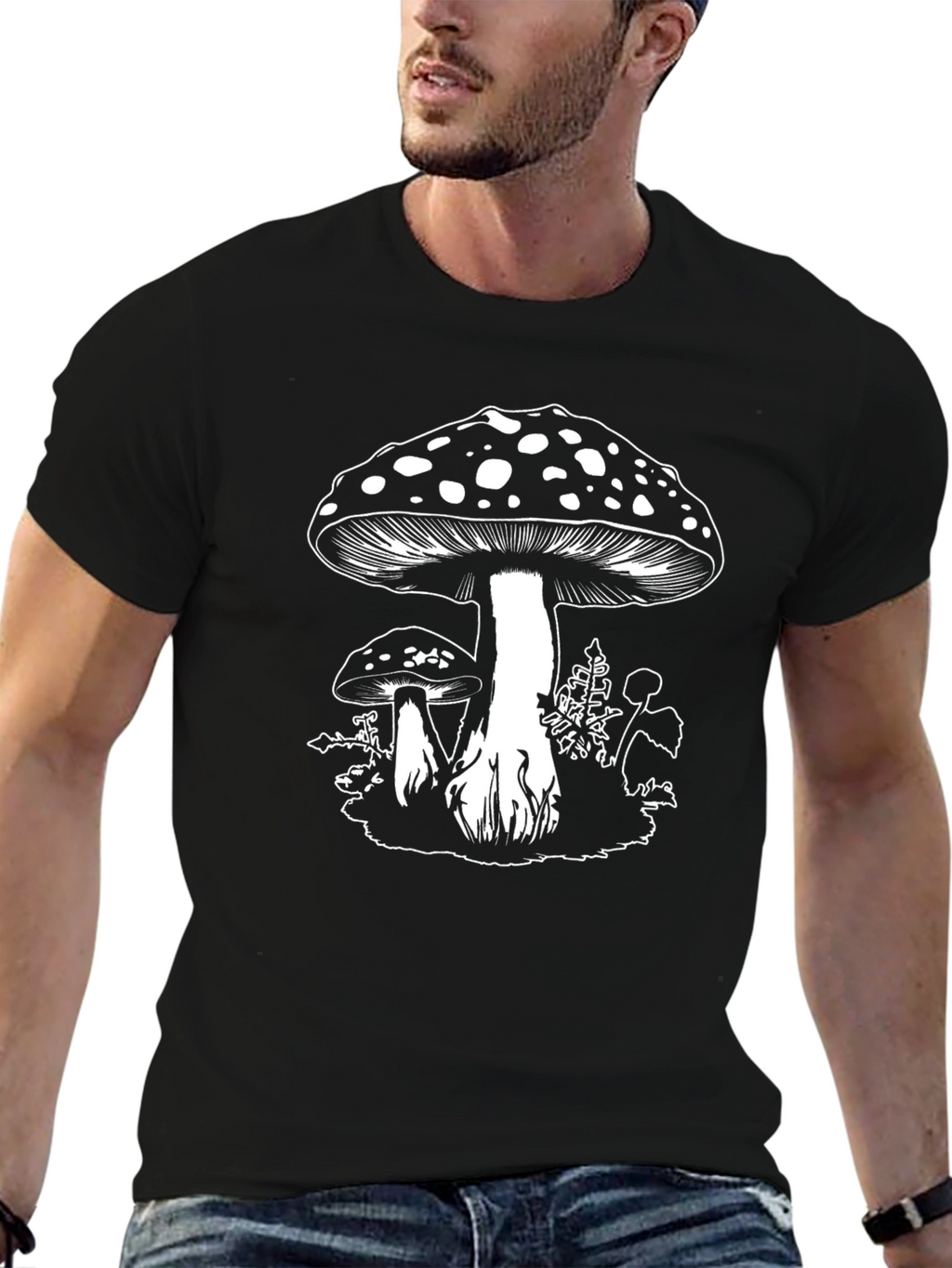 Mushroom Graphic Black T-Shirt