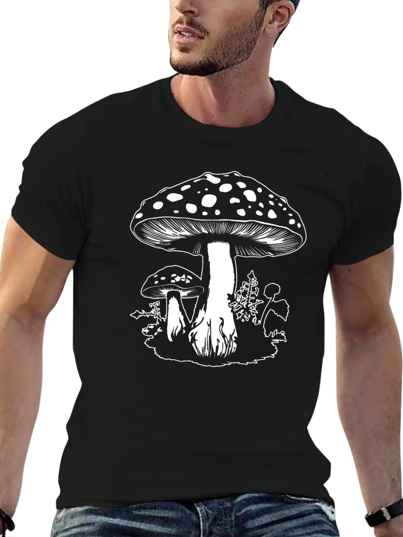 Mushroom Graphic Black T-Shirt
