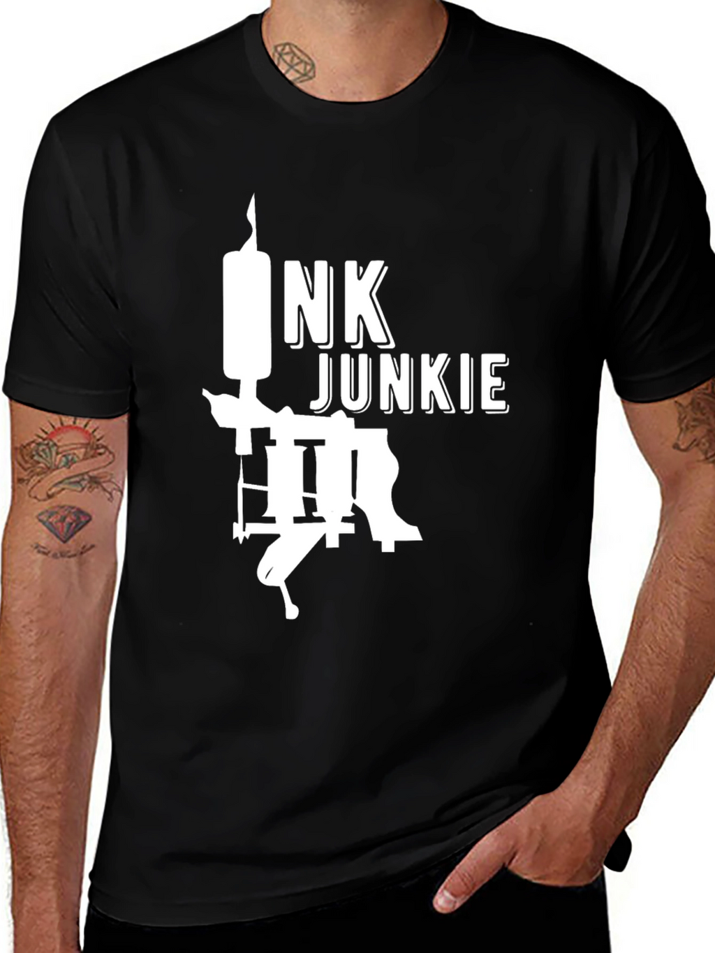 Ink Junkie Black Graphic Tee - Tattoo Lovers T-Shirt
