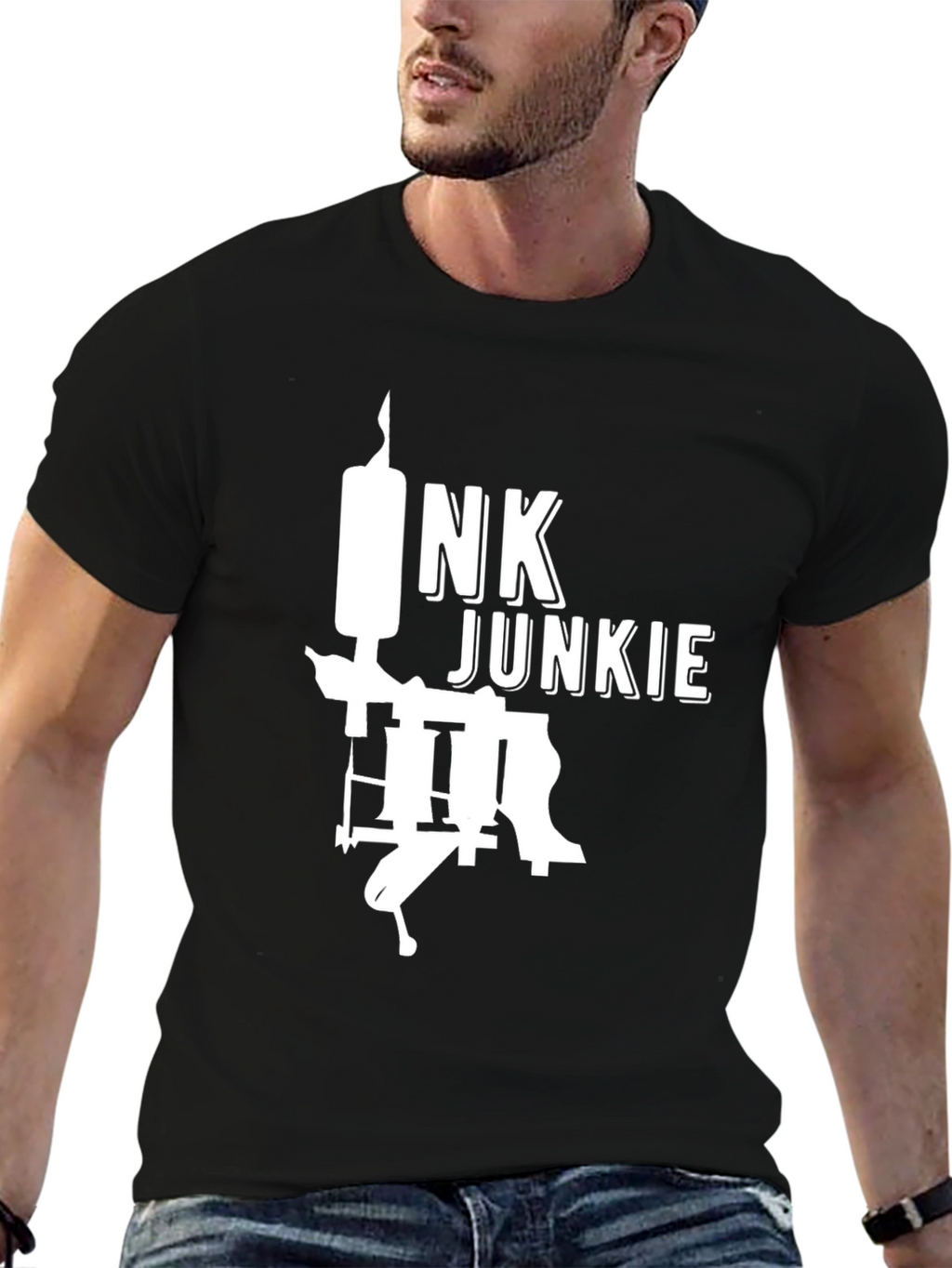 Ink Junkie Black Graphic Tee - Tattoo Lovers T-Shirt
