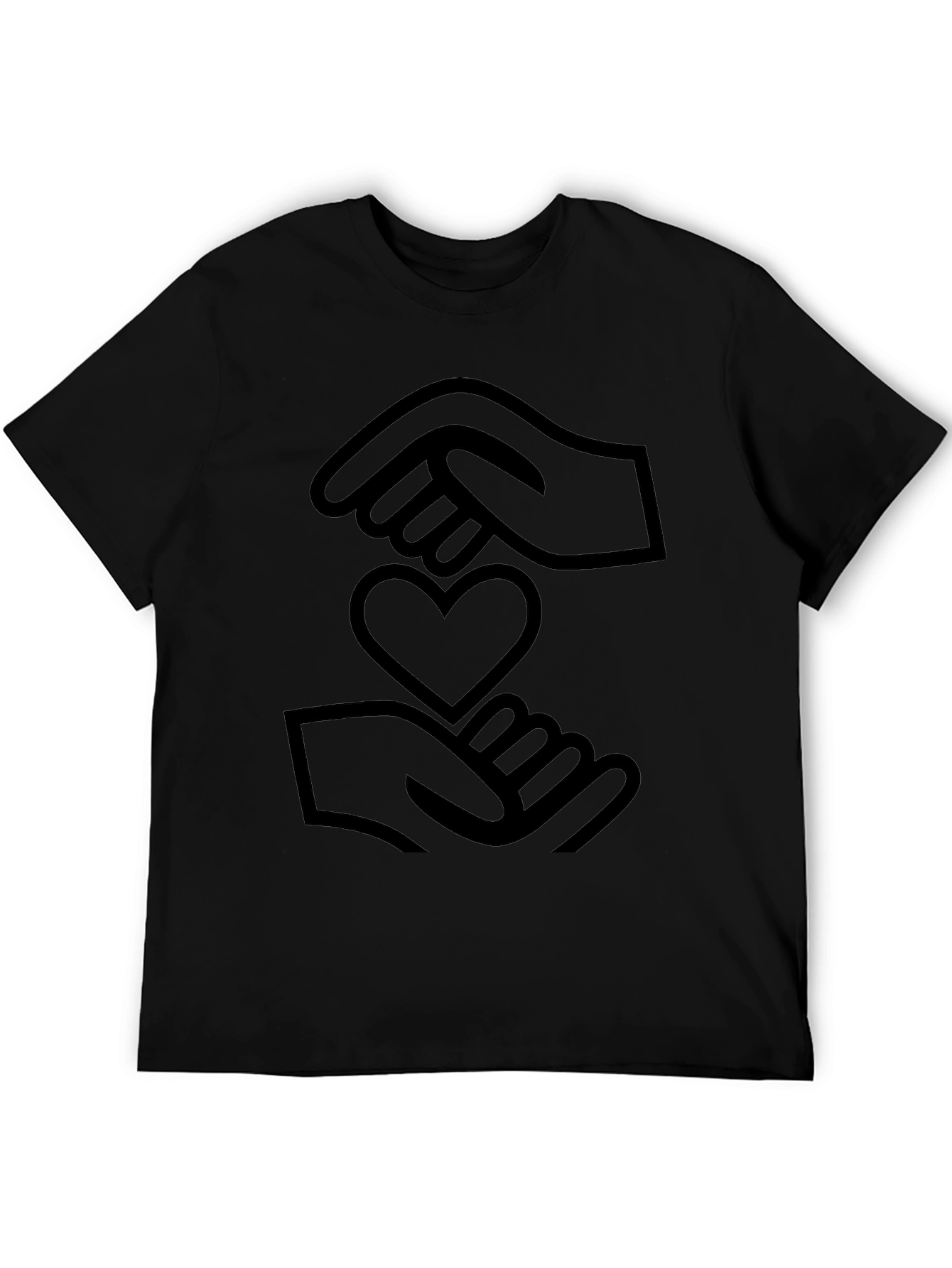 Heart Hands Graphic Tee - Black Cotton Comfort Fit
