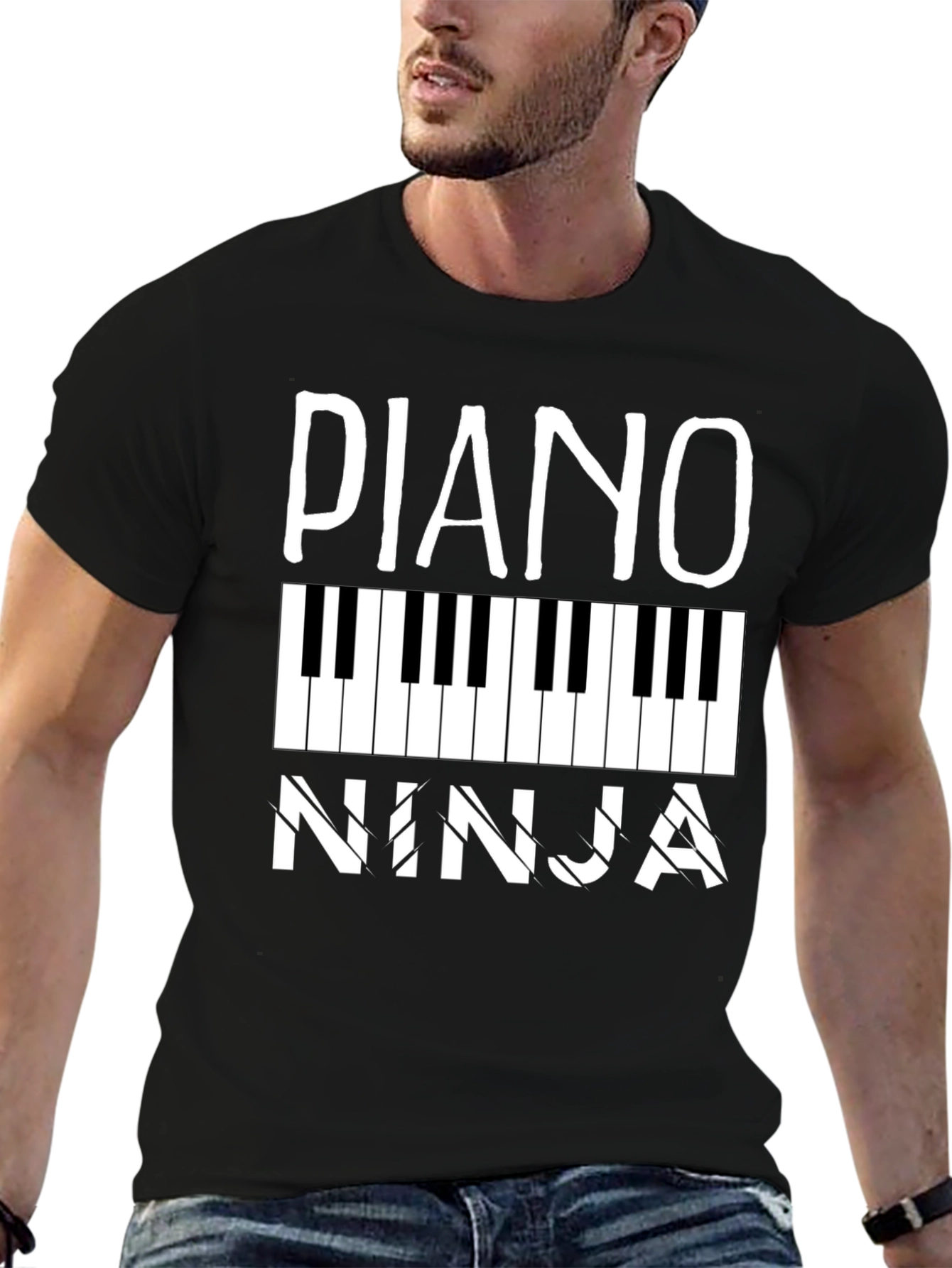 Piano Ninja Black Graphic Tee