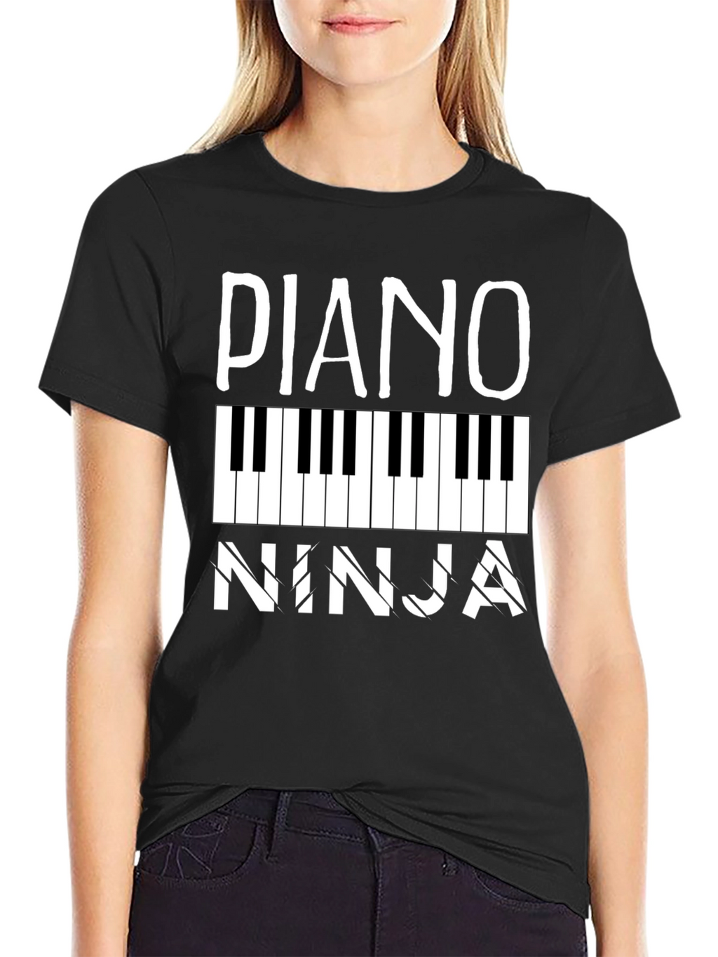 Piano Ninja Black Graphic Tee