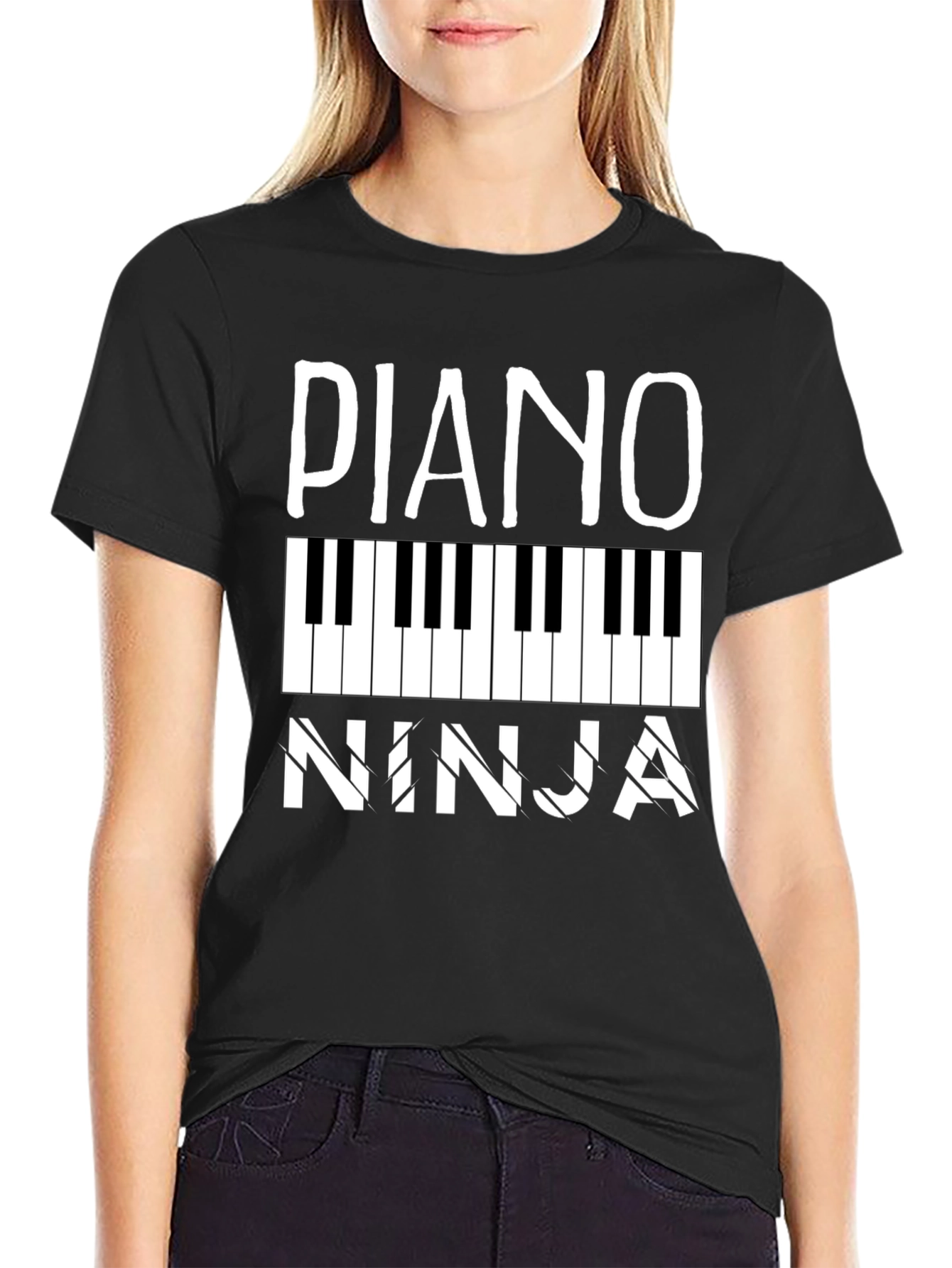 Piano Ninja Black Graphic Tee