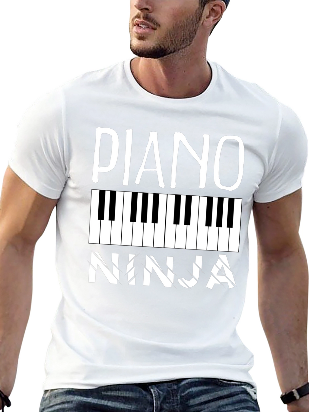 Piano Ninja Black Graphic Tee