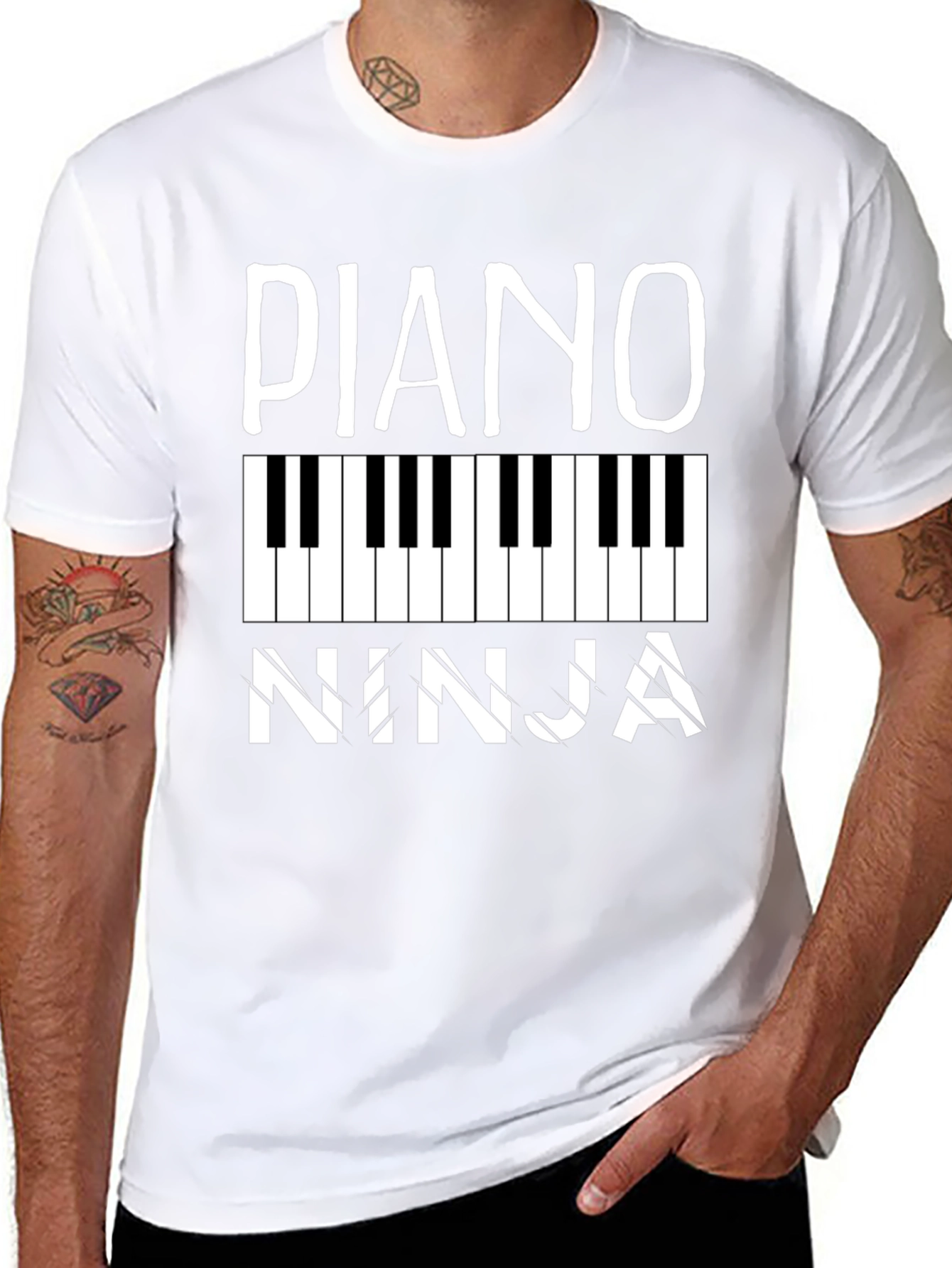 Piano Ninja Black Graphic Tee