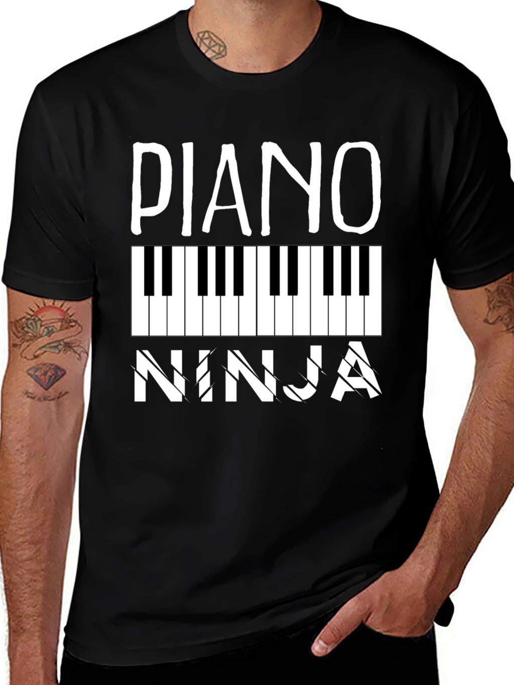 Piano Ninja Black Graphic Tee