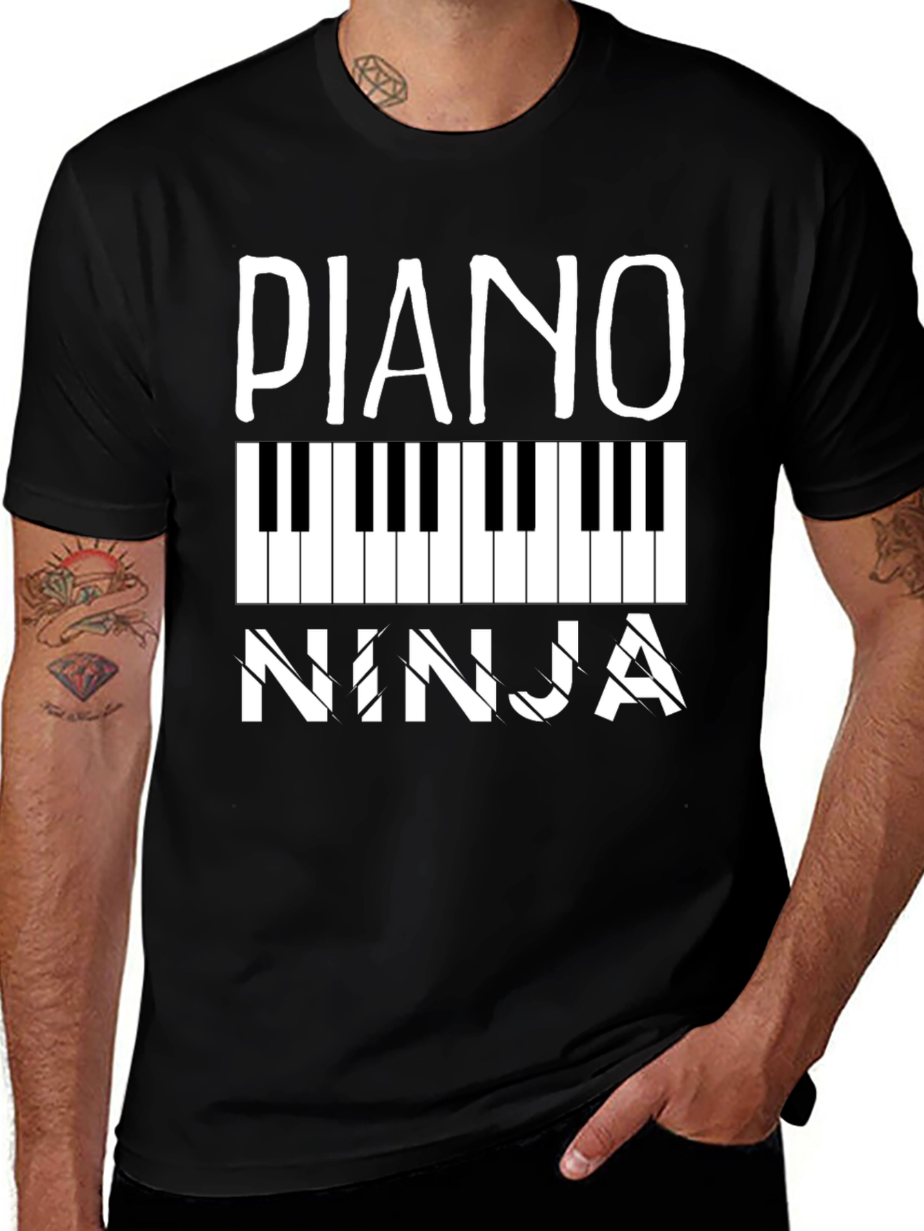 Piano Ninja Black Graphic Tee