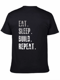 Eat Sleep Build Repeat Graphic Tee - Black