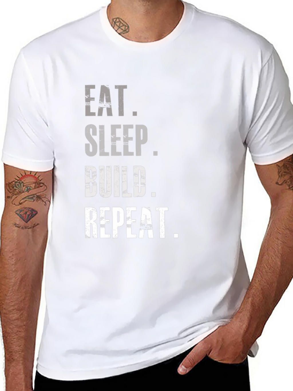 Eat Sleep Build Repeat Graphic Tee - Black