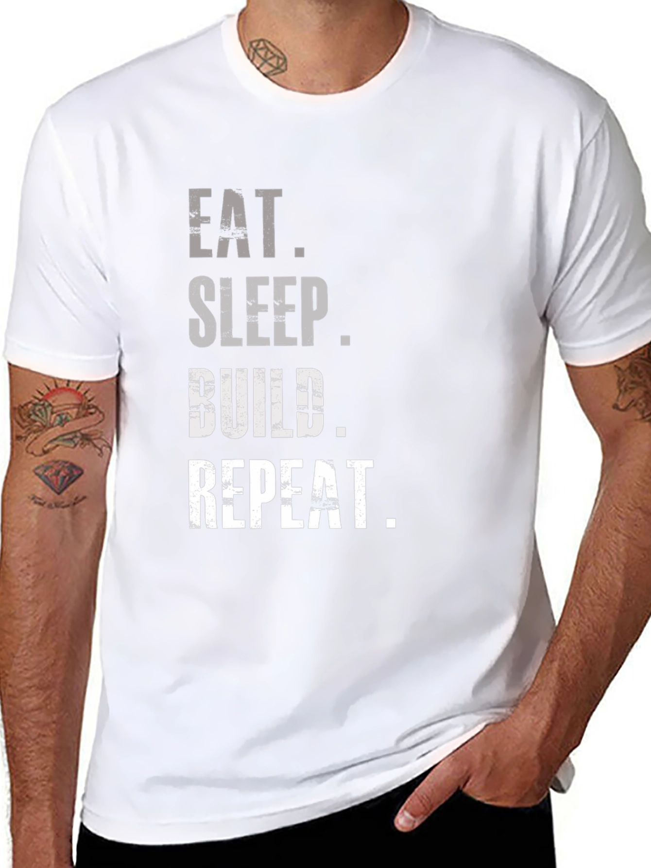 Eat Sleep Build Repeat Graphic Tee - Black
