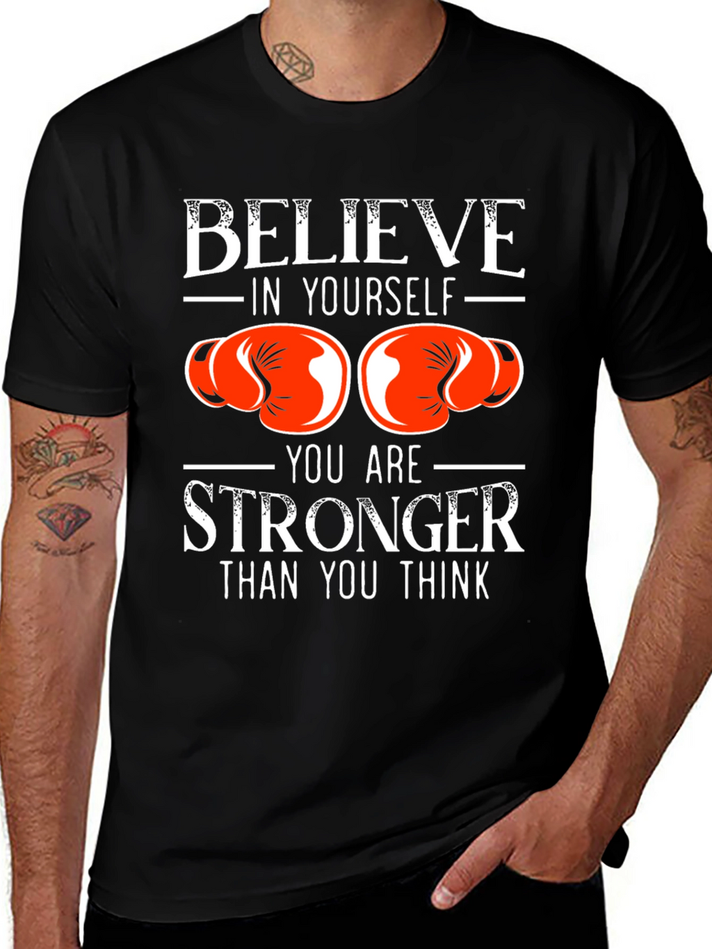 Believe in Yourself Boxing Gloves Graphic T-Shirt