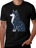Celestial Wolf Graphic Tee - Stylish Black T-Shirt
