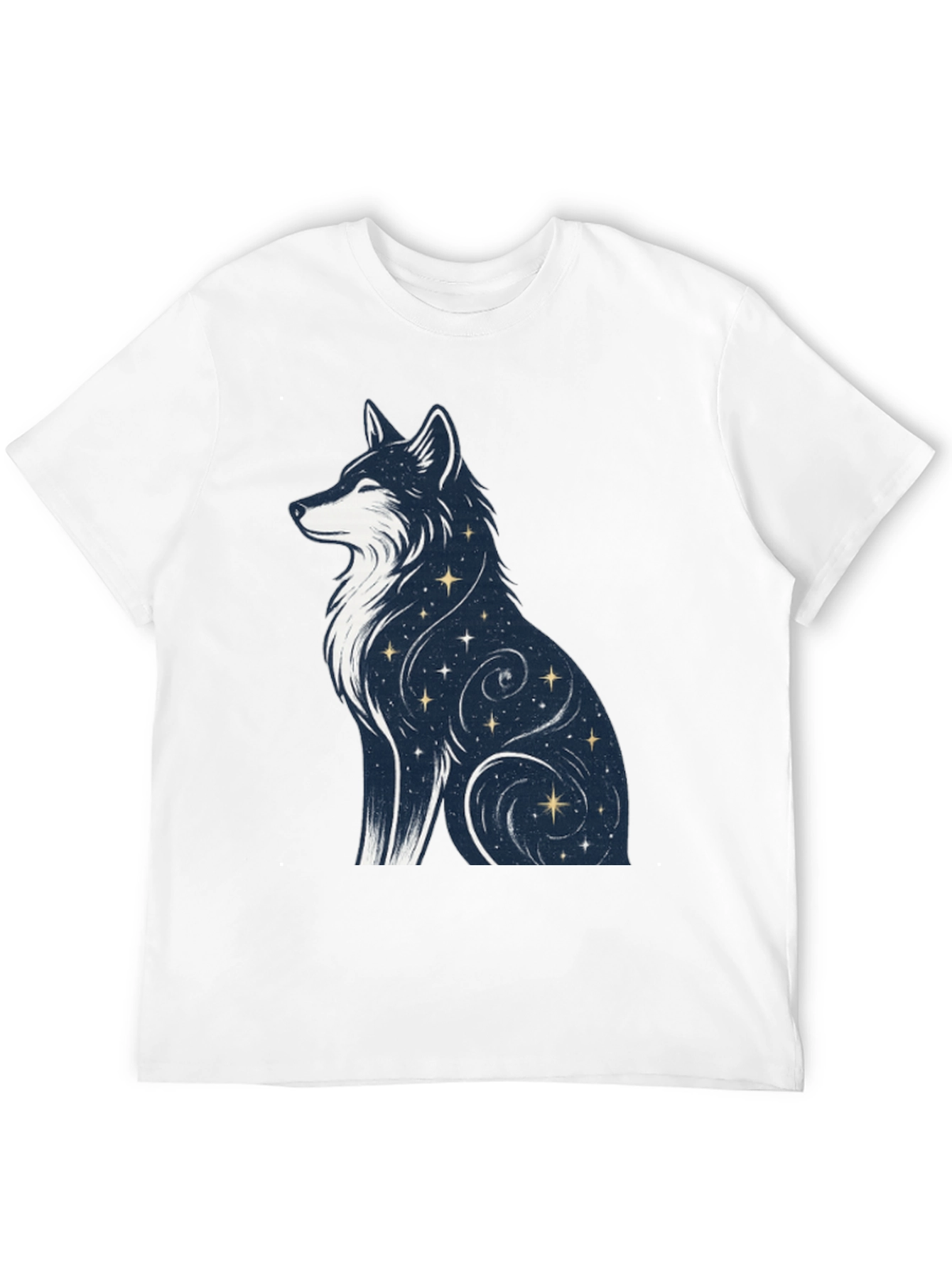 Celestial Wolf Graphic Tee - Stylish Black T-Shirt