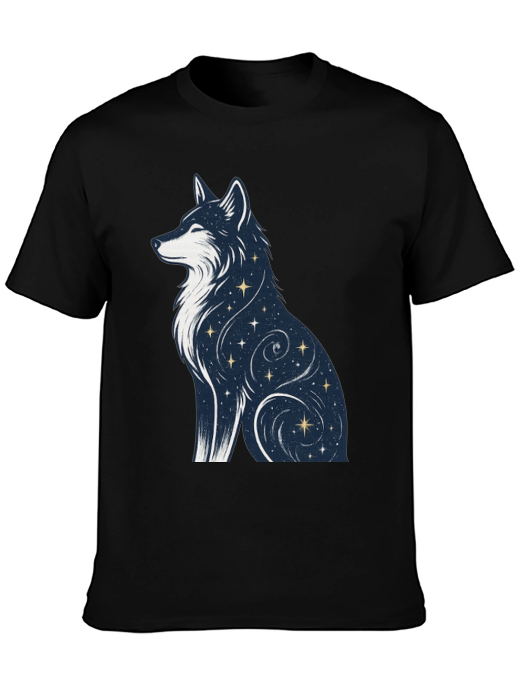 Celestial Wolf Graphic Tee - Stylish Black T-Shirt