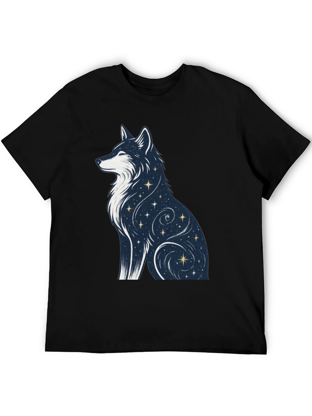 Celestial Wolf Graphic Tee - Stylish Black T-Shirt