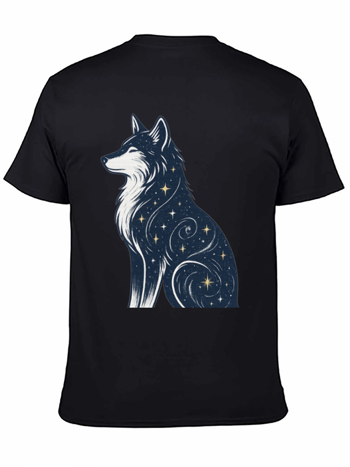 Celestial Wolf Graphic Tee - Stylish Black T-Shirt