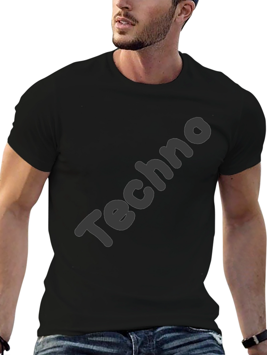 Mens Black Techno Graphic Tee
