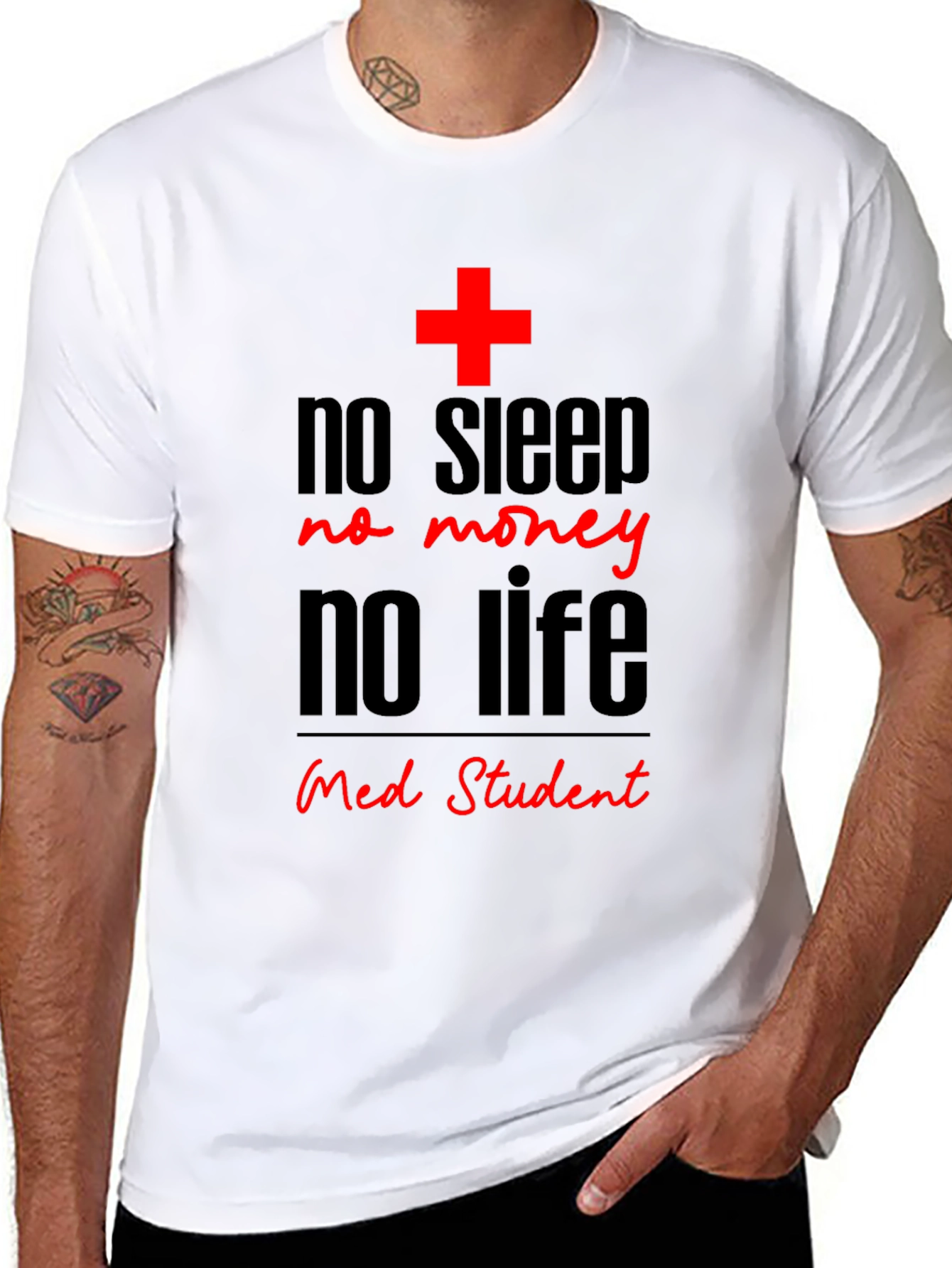 No Sleep No Money Med Student Black T-Shirt