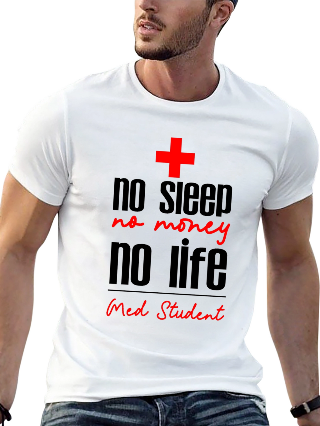 No Sleep No Money Med Student Black T-Shirt