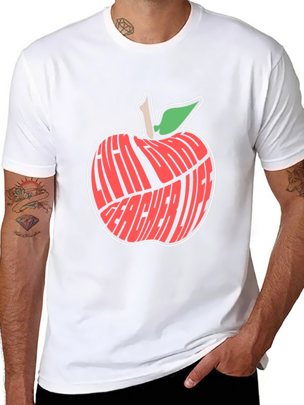 Teacher Life Apple Graphic Tee - Black