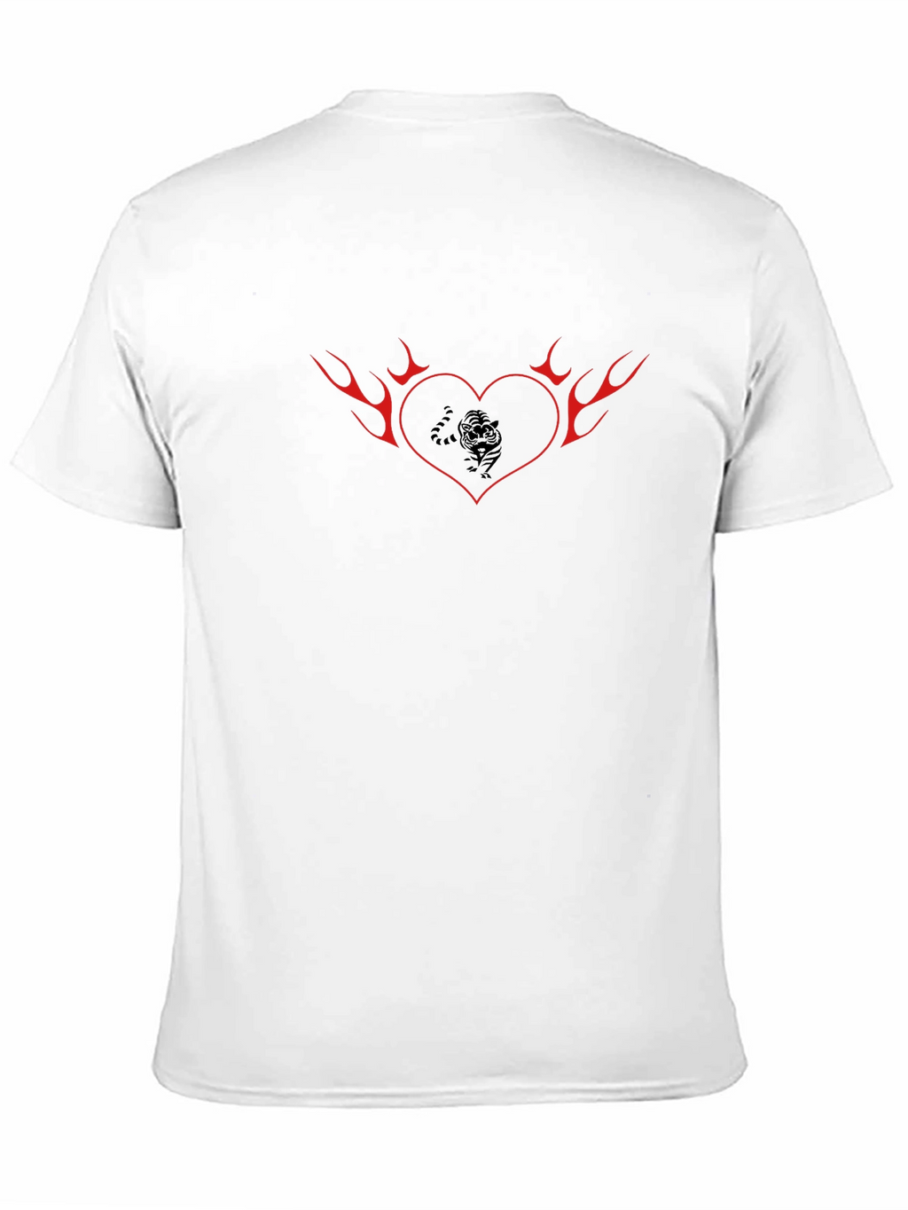 Flaming Heart Tiger Graphic Tee - Cool Black T-Shirt