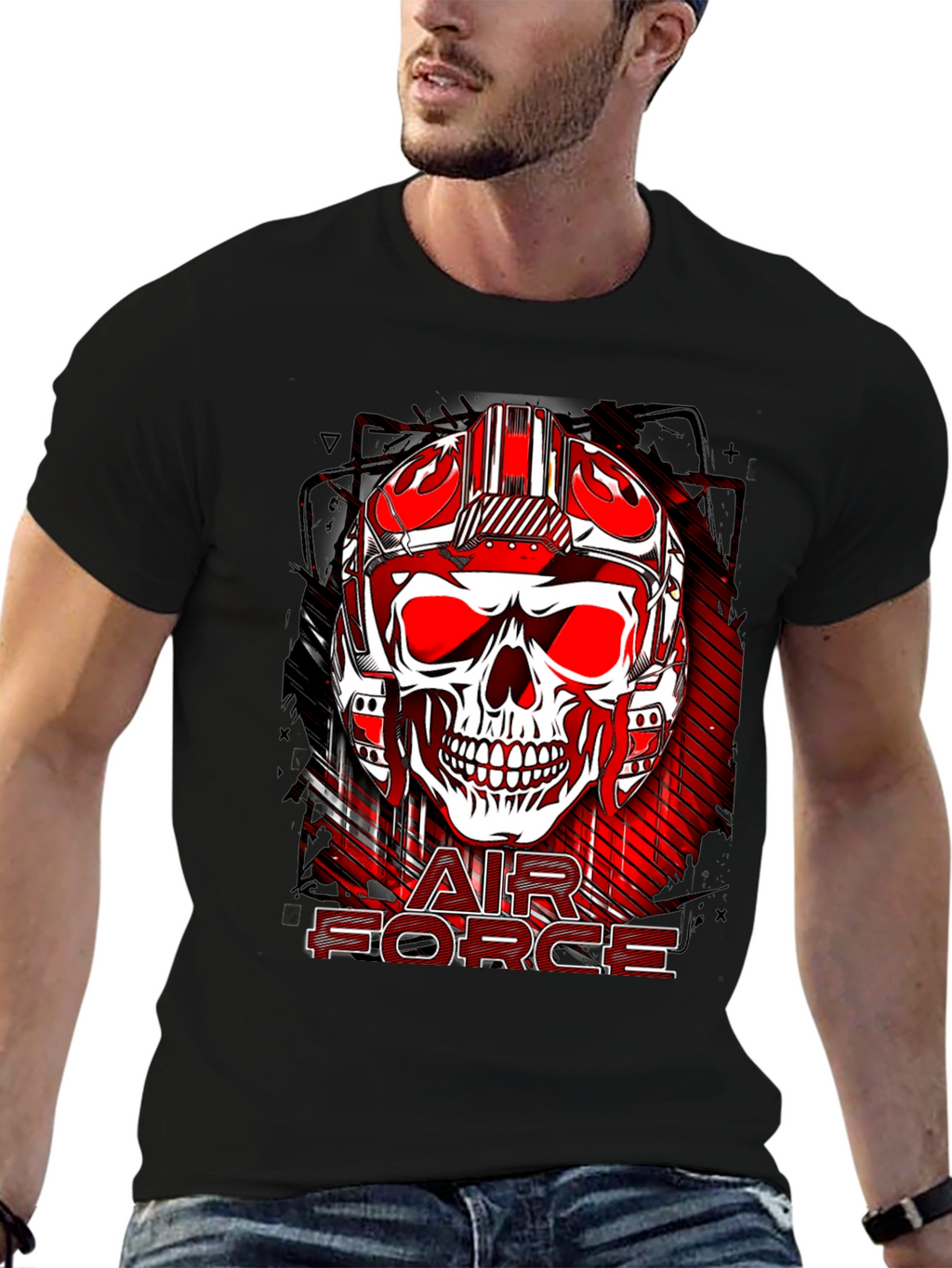 Air Force Skull Graphic Print Tee