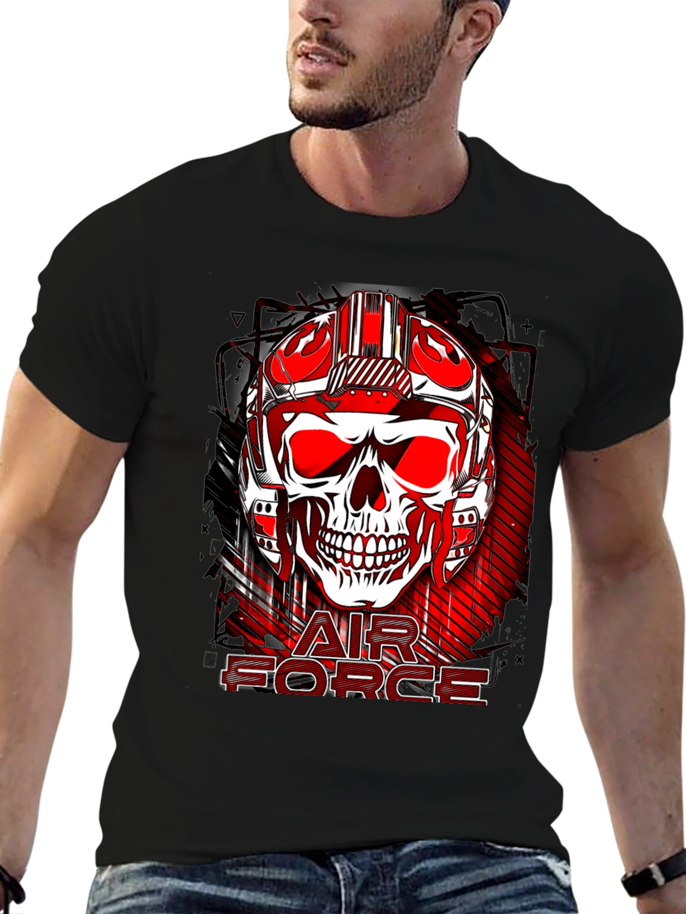 Air Force Skull Graphic Print Tee