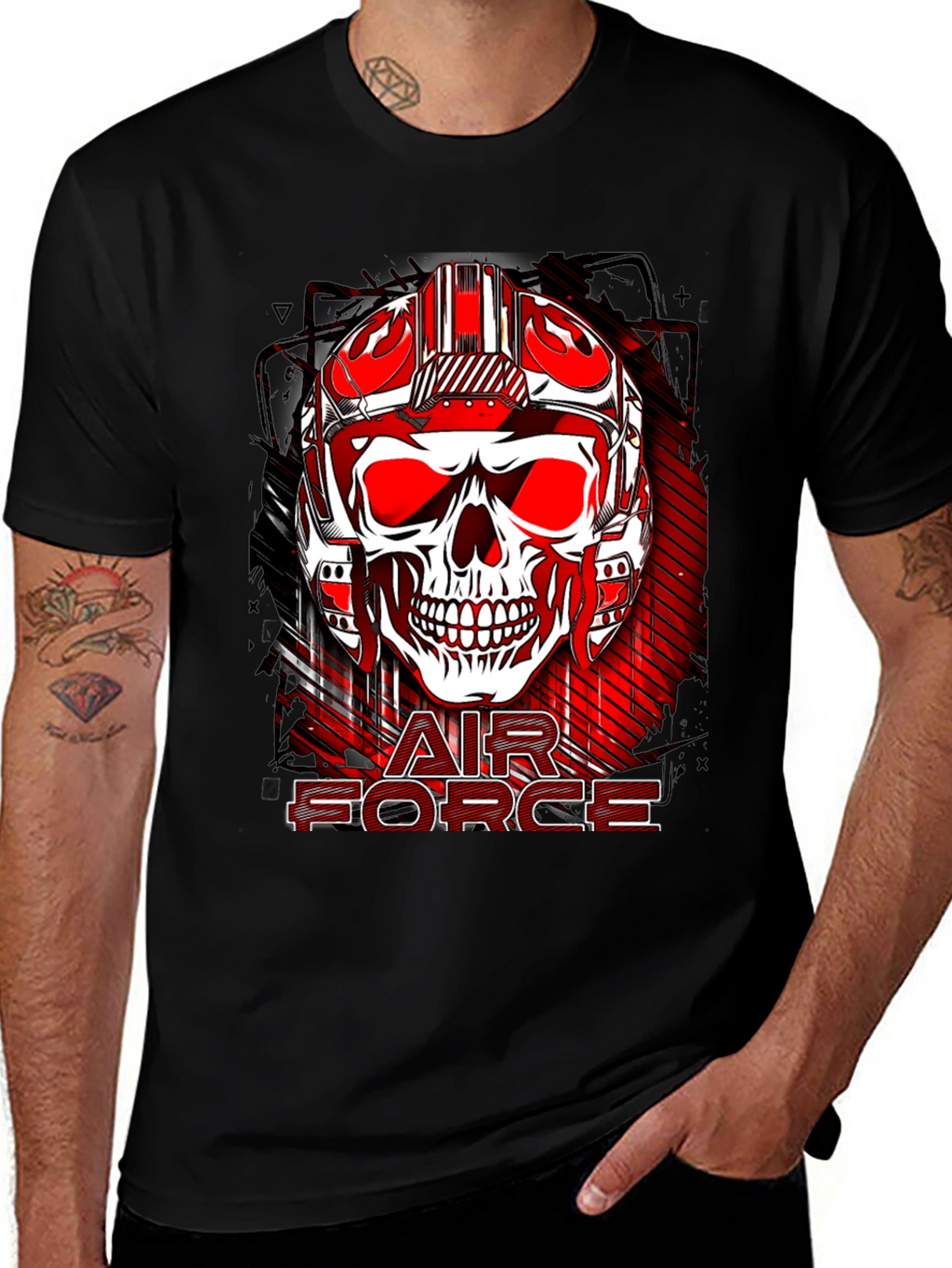 Air Force Skull Graphic Print Tee