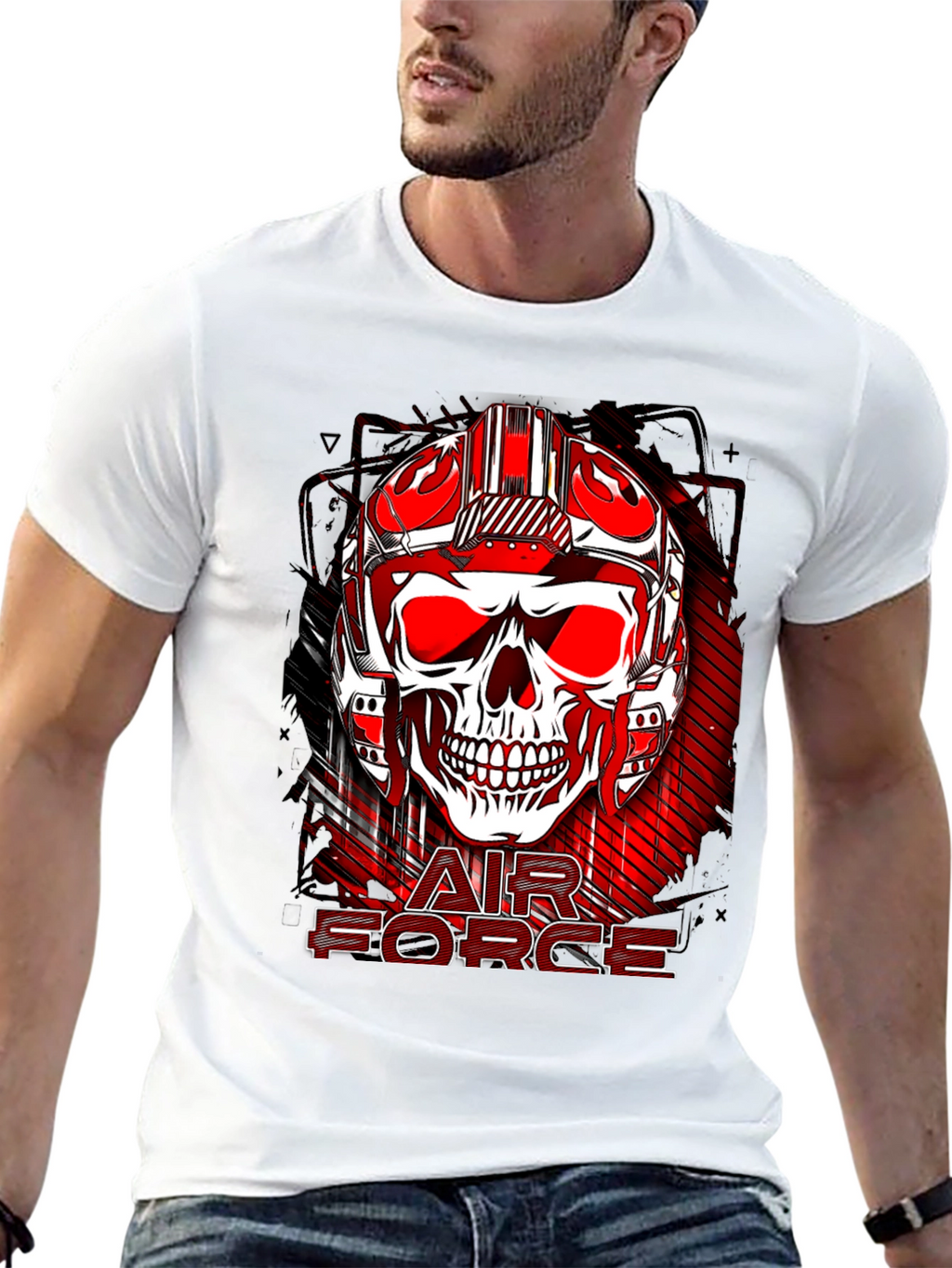 Air Force Skull Graphic Print Tee