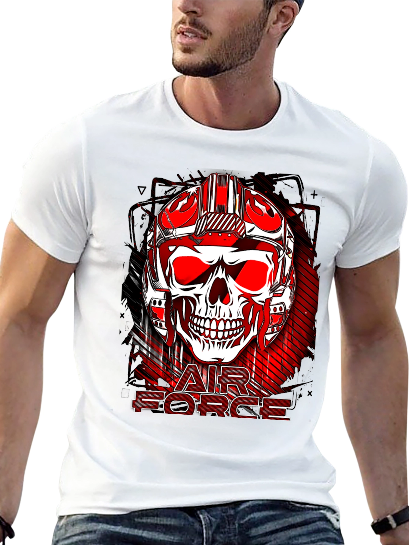 Air Force Skull Graphic Print Tee