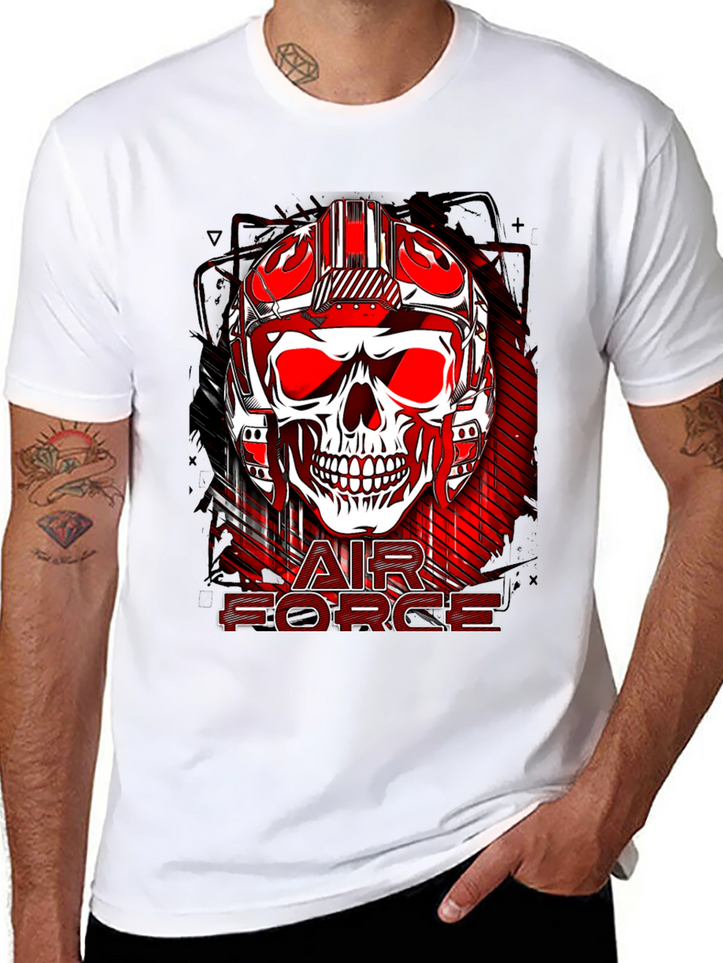 Air Force Skull Graphic Print Tee