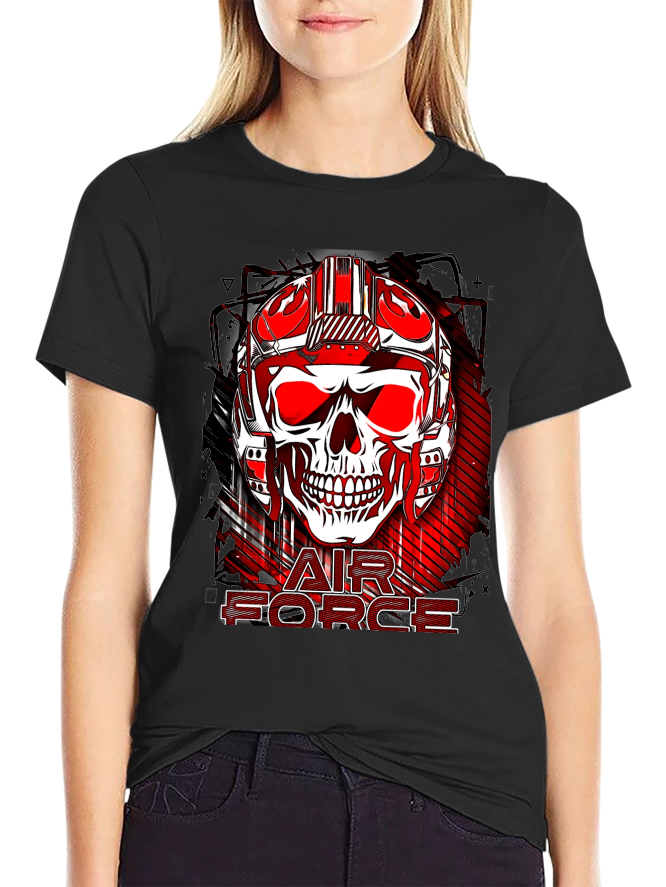 Air Force Skull Graphic Print Tee