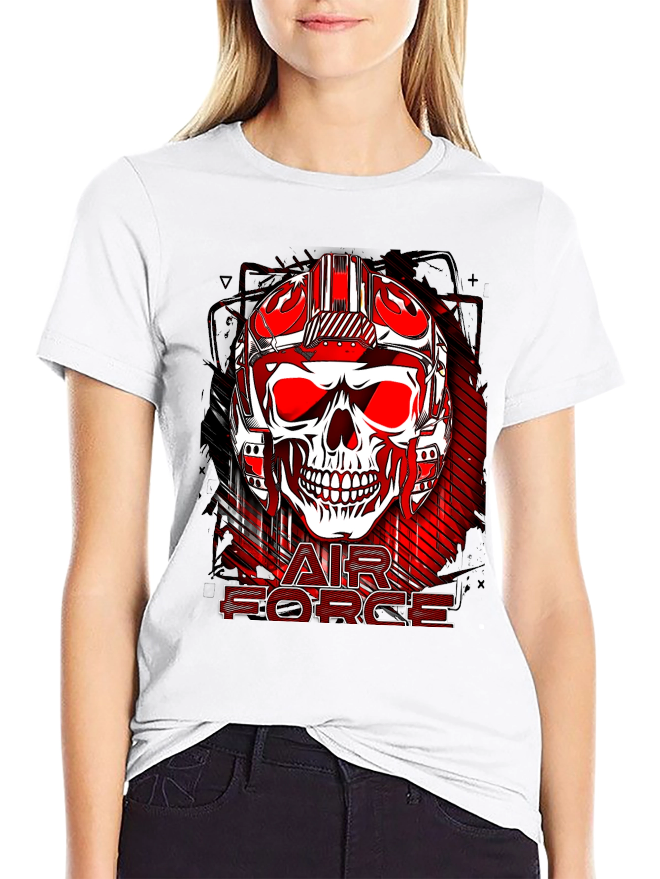 Air Force Skull Graphic Print Tee