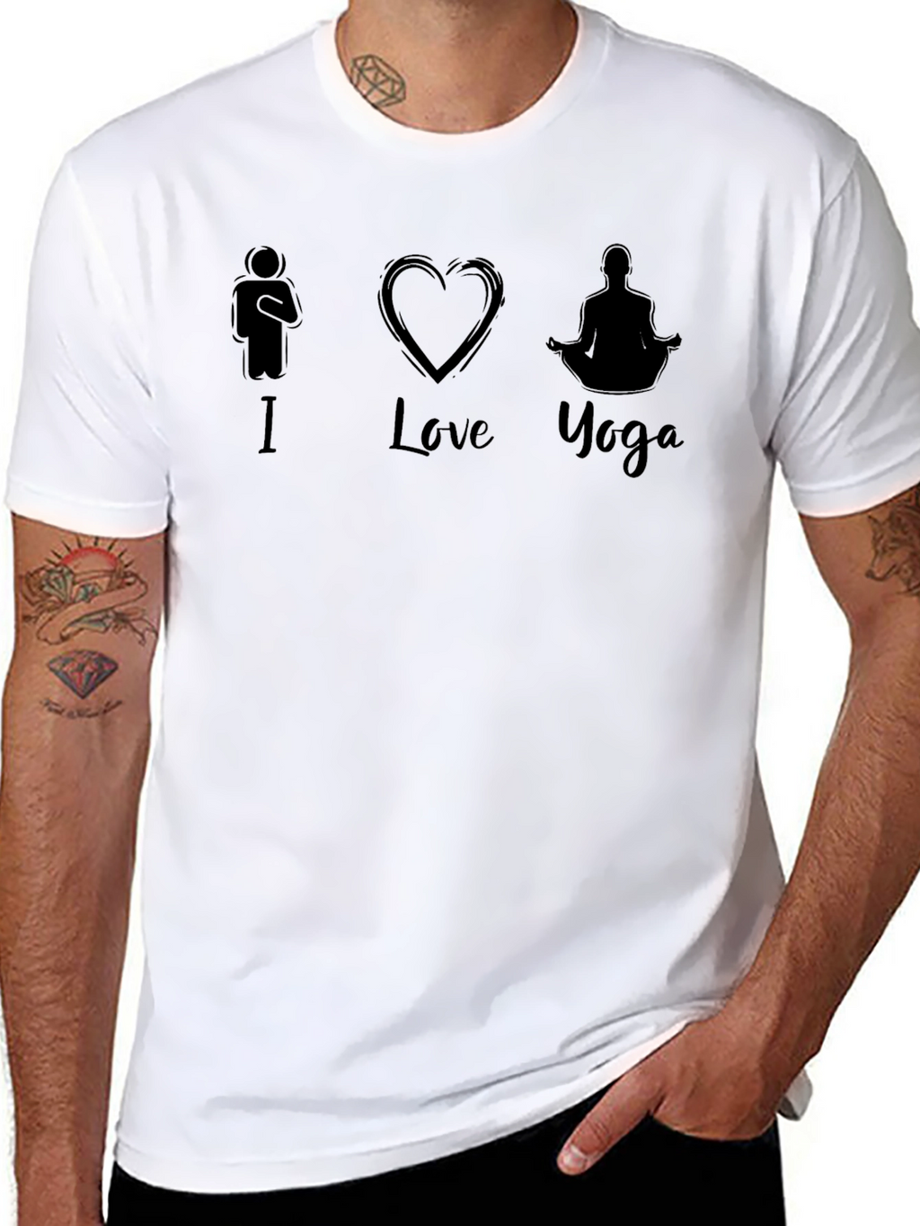 I Love Yoga Black Graphic T-Shirt
