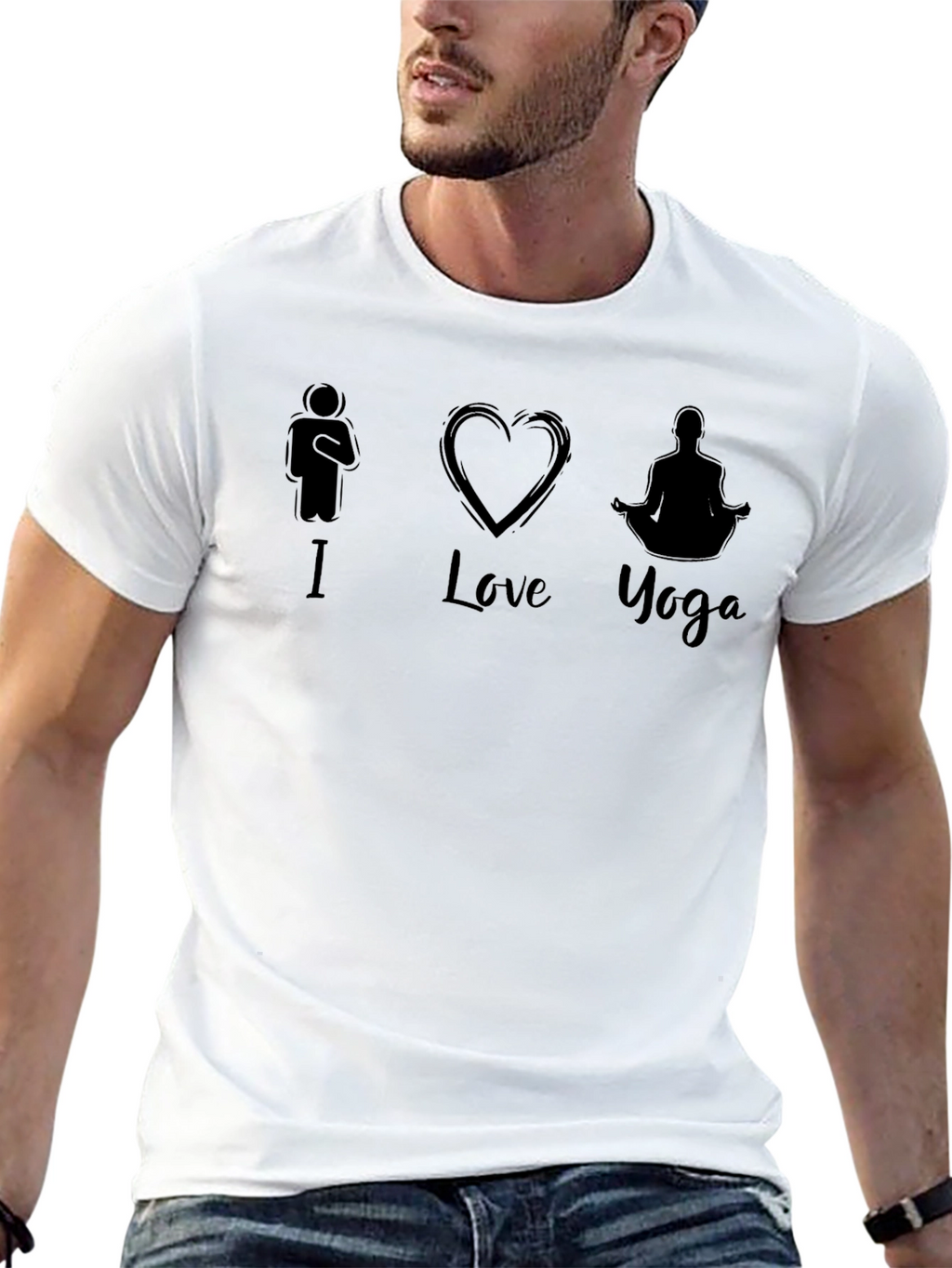 I Love Yoga Black Graphic T-Shirt