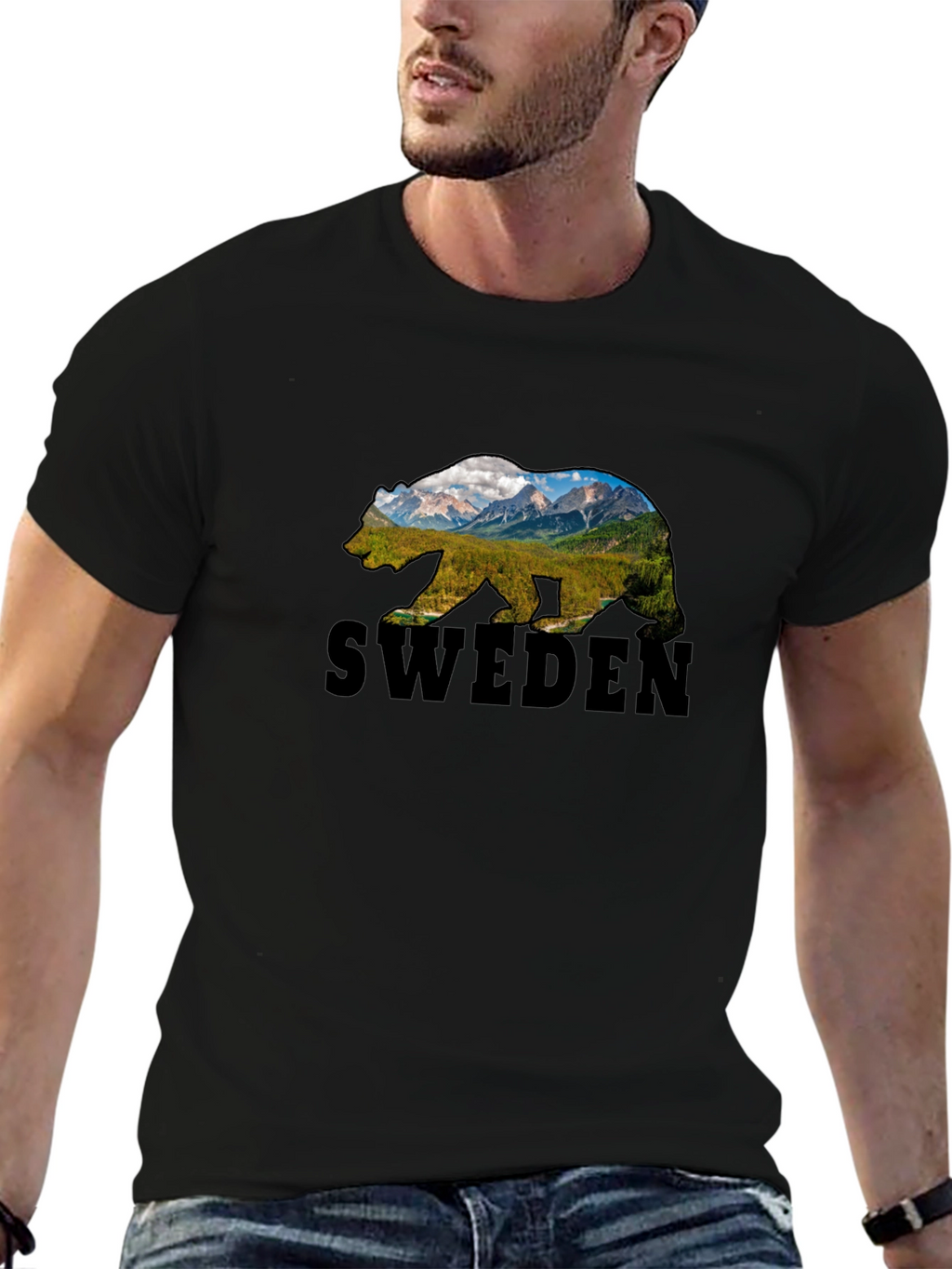 Sweden Bear Graphic T-Shirt