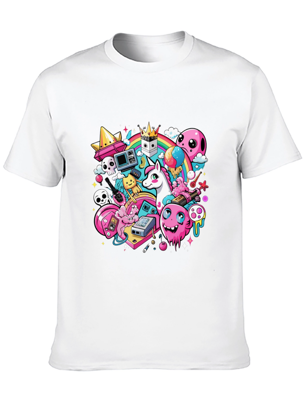 Cartoon Unicorn Graphic Print Tee